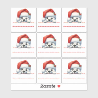 Adesivo Cute Polar Bear Christmas Label