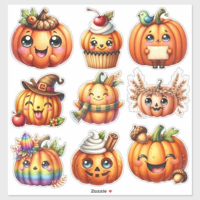 Adesivo Cute Pumpkin Face Sticker Sheet (Folha)