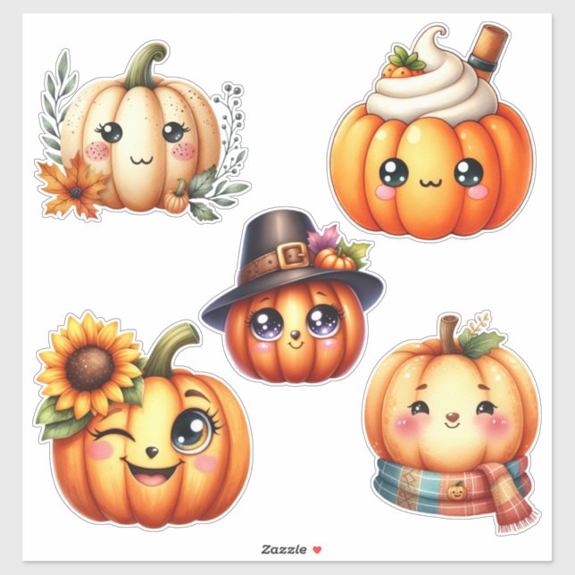Adesivo Cute Pumpkin Face Sticker Sheet (Folha)