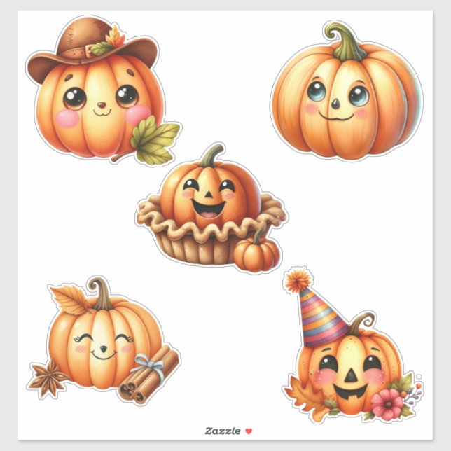 Adesivo Cute Pumpkin Face Sticker Sheet (Folha)