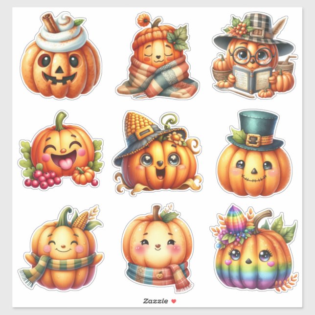 Adesivo Cute Pumpkin Face Sticker Sheet (Folha)