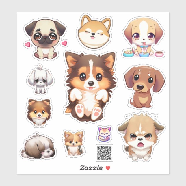 Adesivo cute puppy stickers (Folha)