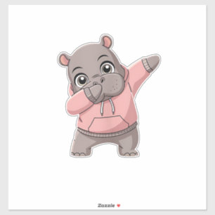 Adesivo Cute Pygmy Hippo Kids Meninas Dabbing Moo Deng
