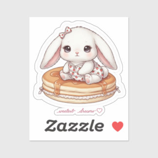 Adesivo Cute Rabbit on Fluffy Pancake-Pancake Pajama Bunny