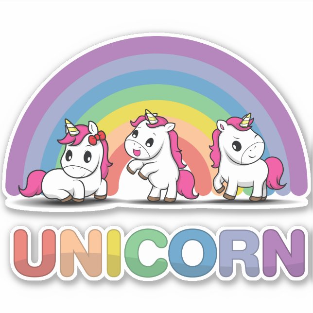 Adesivo Cute Rainbow Unicorns (Frente)