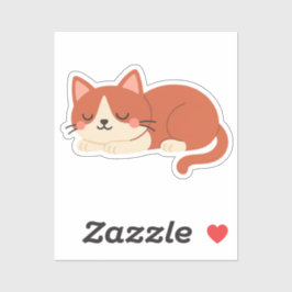 Adesivo Cute Red and White Cat – Sleeping Kitty