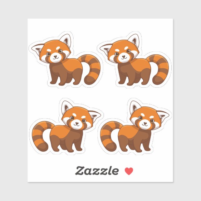 Adesivo Cute Red Panda Set of 4 (Folha)