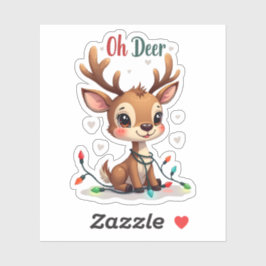 Adesivo Cute Reindeer “Oh Deer” Holiday Sticker