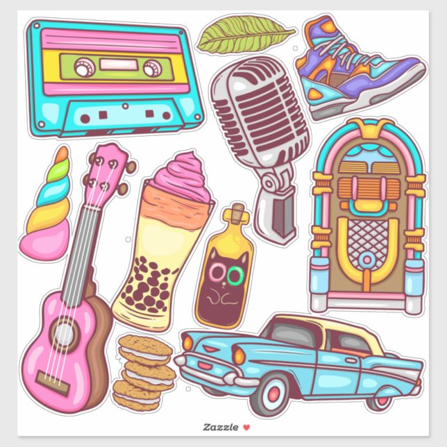 Adesivo Cute Retro Sticker (Folha)