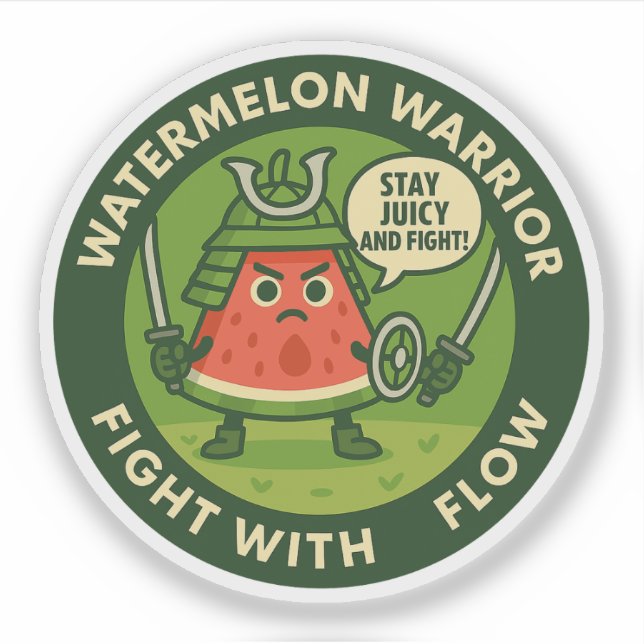 Adesivo Cute Samurai Watermelon Japanese Theme Art (Frente)