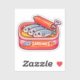 Adesivo Cute Sardines Can Pink Orange