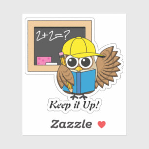 Adesivo Cute School Student Owl Cartoon   Add Text