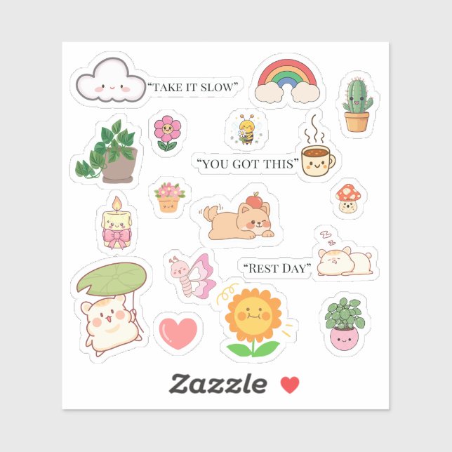 Adesivo Cute Self Care Stickers (Folha)
