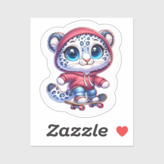 Adesivo Cute Skating Snow Leopard Stickers Kawaii Sport