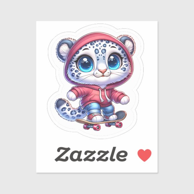 Adesivo Cute Skating Snow Leopard Stickers Kawaii Sport (Folha)