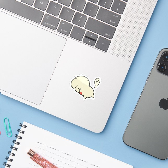 Adesivo Cute Sleepy Blob Ghost Sticker (Notebook com iPhone)