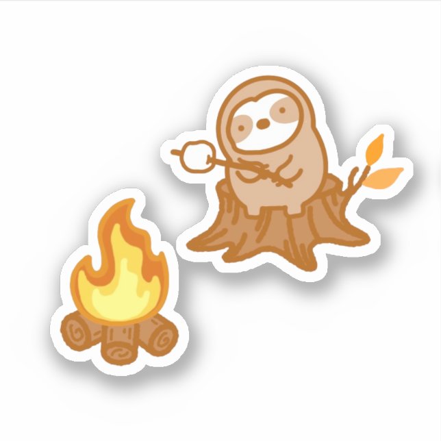 Adesivo Cute Sloth Campfire S’mores Vinyl Sticker (Frente)