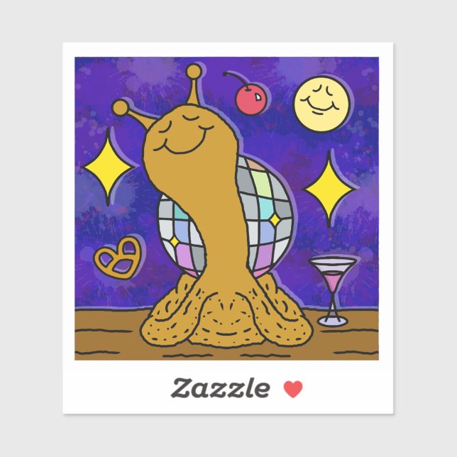 Adesivo Cute Snail Disco Ball Feliz ano novo Vinil (Folha)