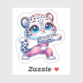 Adesivo Cute Snow Leopard Making Yoga Stickers 