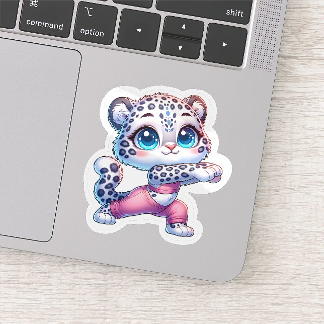 Adesivo Cute Snow Leopard Making Yoga Stickers  (Detalhe)