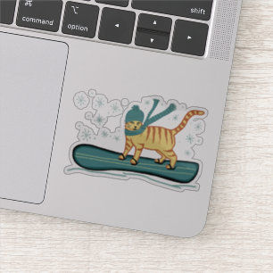 Adesivo Cute Snowboard Tabby Cat