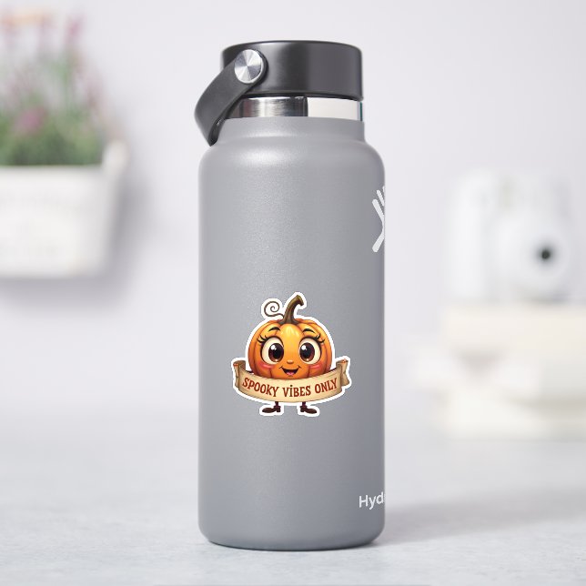 Adesivo Cute "Spooky Vibes Only" Pumpkin Halloween Sticker (HidroFlask)