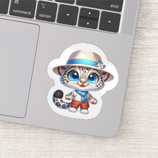 Adesivo Cute Stickers Kawaii Snow Leopard Summer Travel  