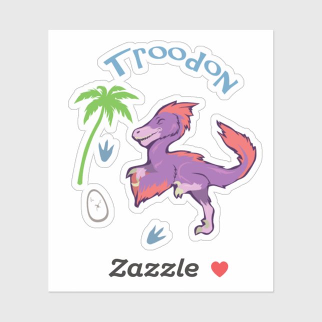 Adesivo Cute Troodon (Folha)