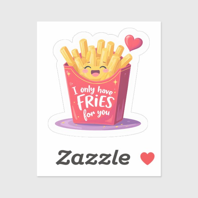 Adesivo Cute Valentine French Fries Pun (Folha)