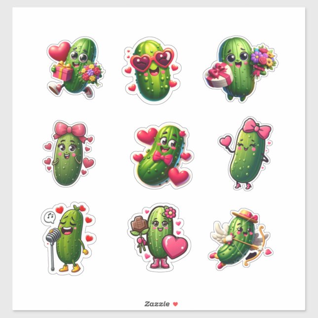Adesivo Cute Valentine Pickle Sticker Sheet (Folha)