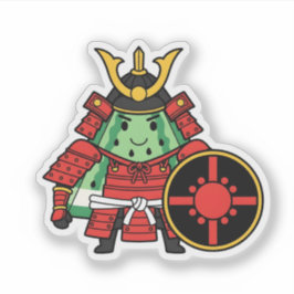Adesivo Cute Watermelon Shogun Samurai Warrior Illustratio