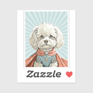 Adesivo Cute White Superhero Dog Custom-Cut Vinyl Sticker
