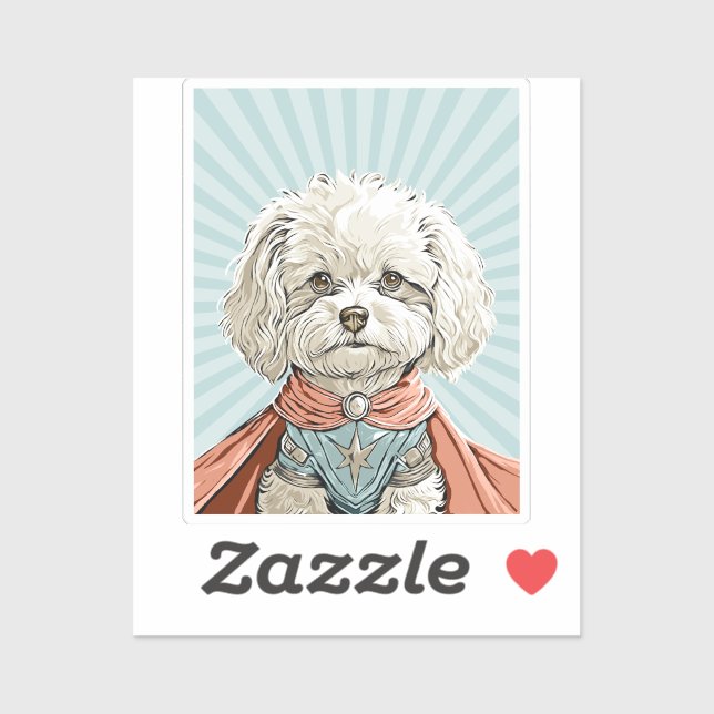 Adesivo Cute White Superhero Dog Custom-Cut Vinyl Sticker (Folha)
