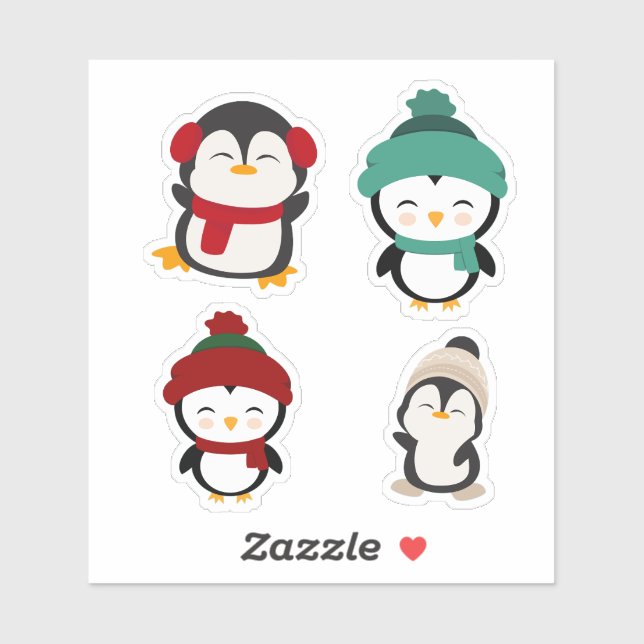 Adesivo Cute Winter Penguin Kawaii Sticker Set (Folha)