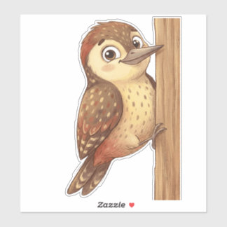 Adesivo Cute Woodpecker Bird Sticker – Adorable Woodland A