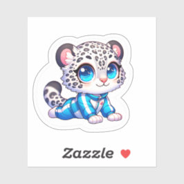 Adesivo Cute Yoga Kawaii Anime Snow Leopard Sticker 