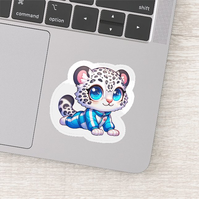 Adesivo Cute Yoga Kawaii Anime Snow Leopard Sticker  (Detalhe)