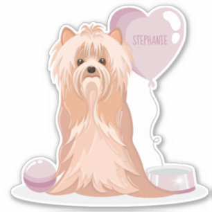 Adesivo Cute Yorkshire Terrier Birthday