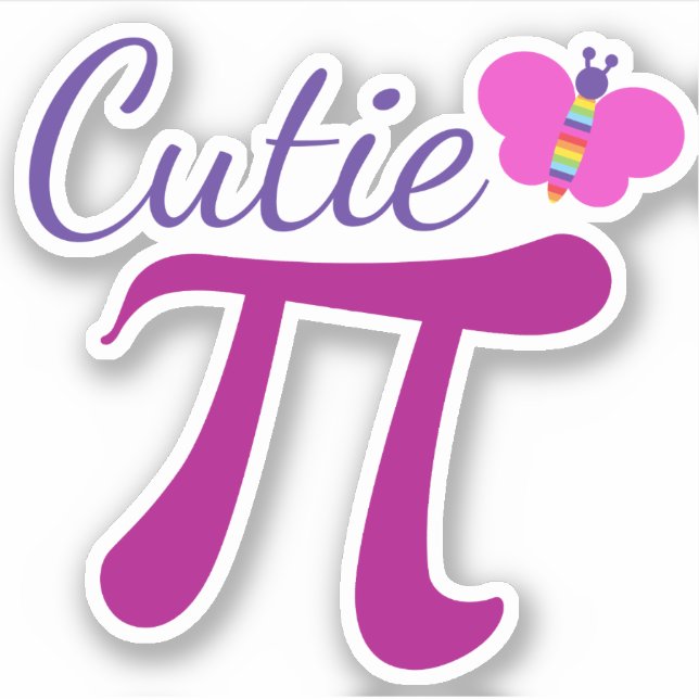 Adesivo Cutie Pi Funny Math Pun (Frente)