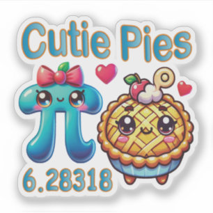 Adesivo "Cutie Pies" - Símbolo de Pi Cónico e Pie Pun