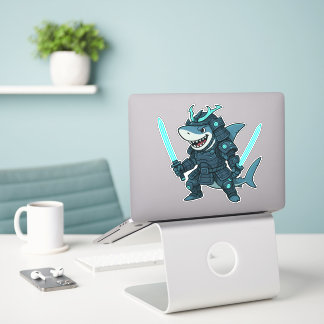 Adesivo Cyber Shark in Armor with Dual Swords Sticker