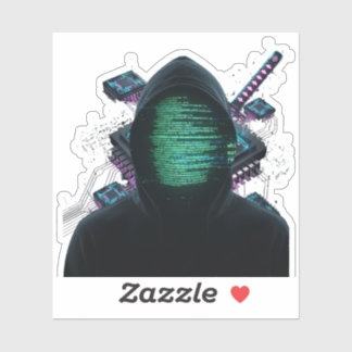 Adesivo Cybernetic Tech Fusion - Neon Katana & CPU Circuit