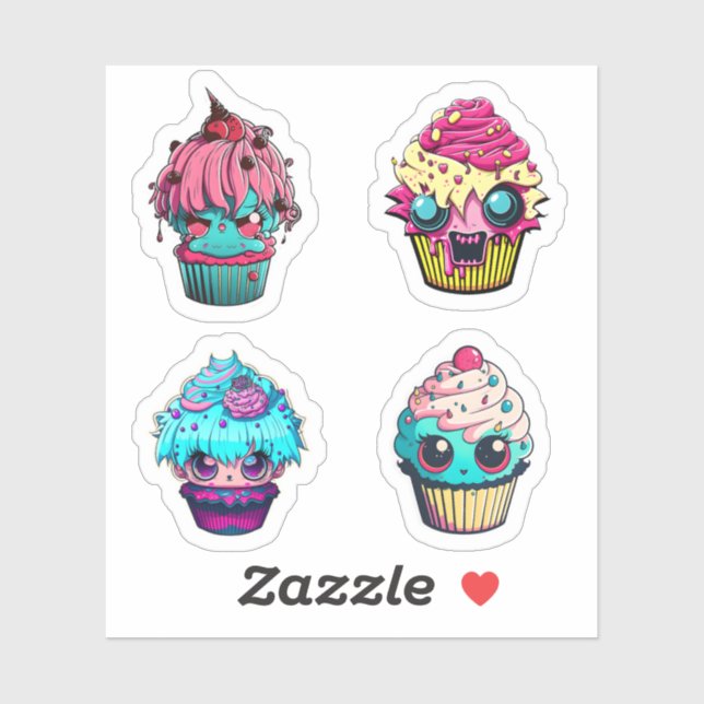 Adesivo Cyberpunk Cupcakes Sticker Pack 3 (Folha)