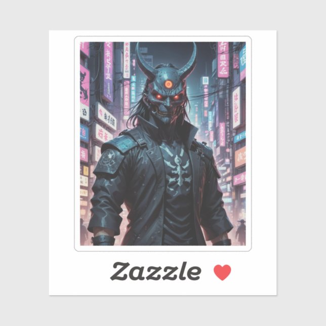 Adesivo Cyberpunk Demon Samurai (Folha)