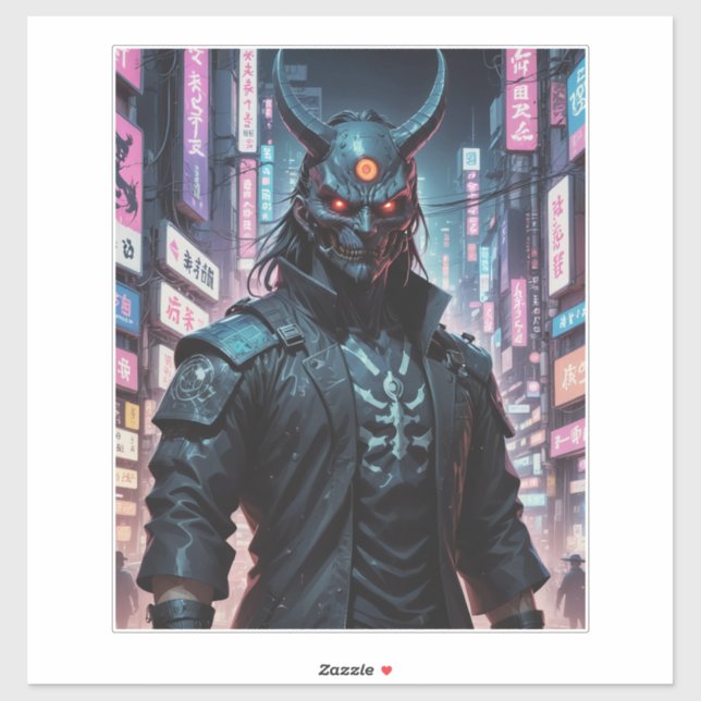 Adesivo Cyberpunk Demon Samurai (Folha)