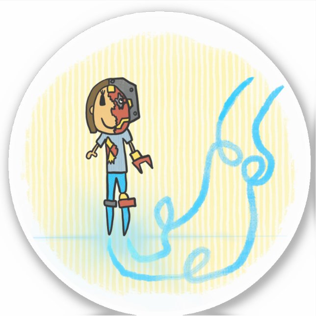 Adesivo Cyborg Mamãe Cômica Style Sticker (Frente)