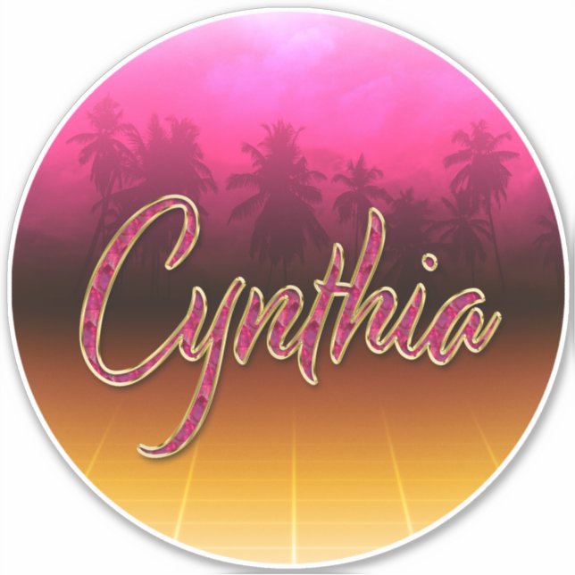 Adesivo Cynthia Vorname Name golden pink Aufkleber Sticker (Frente)