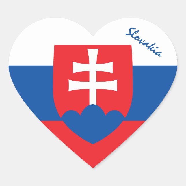 Adesivo da Eslováquia, Coração, Bandeira Patriótic (Frente)