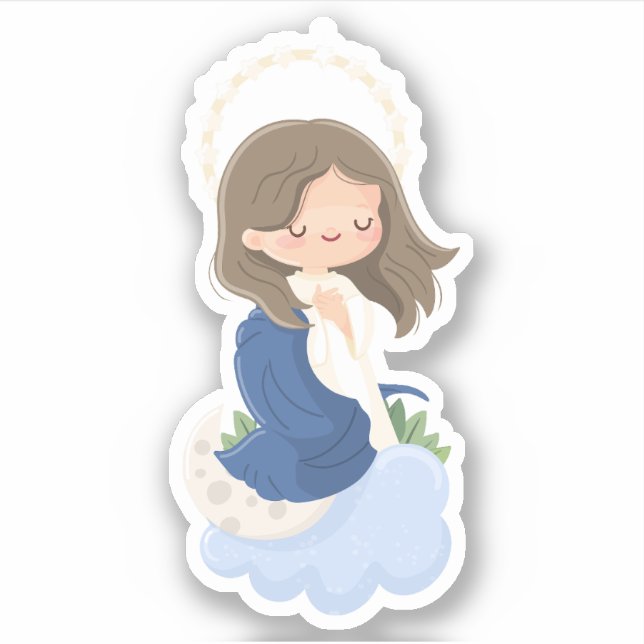 Adesivo da Imaculada Conceição Kawaii (Frente)