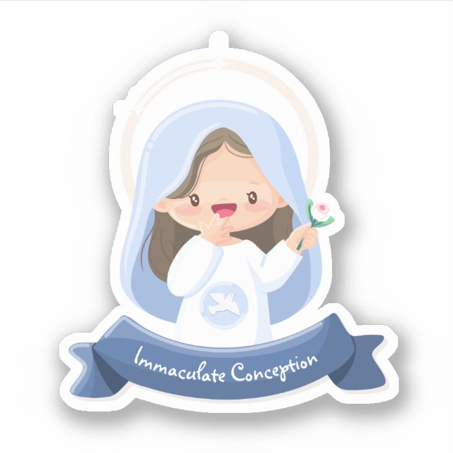 Adesivo da Virgem Maria Sorridente Kawaii (Frente)